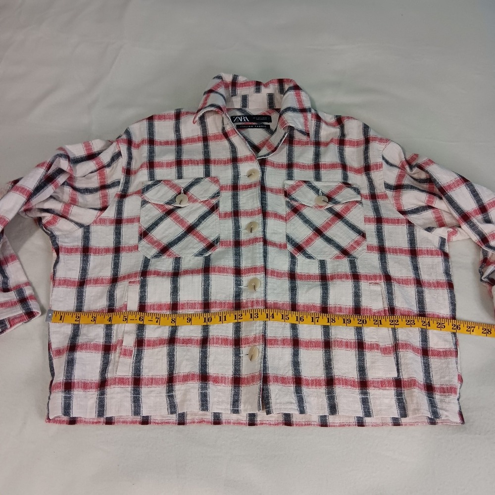 Zara Plaid Overshirt Shacket Cotton‎ Blend  Italian Fabric Pockets Boxy Size L - Picture 6 of 11